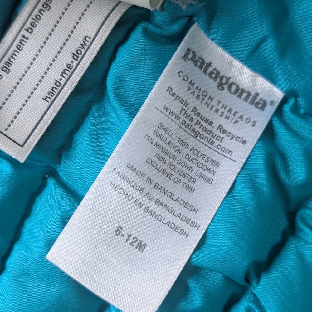 Patagonia Baby Down Sweater in Turquoise - Size 6-12M - Picture 5 of 8